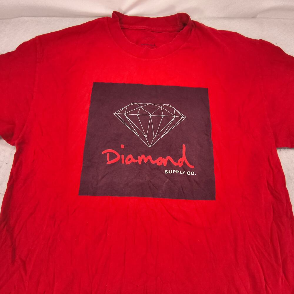 Diamond Supply Co Graphic Crew Neck Short Sleeve T Shirt Mens Size Large L Red